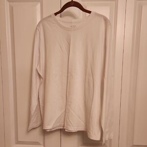 Lands' End Pure White Long Sleeve Top Relaxed Fit